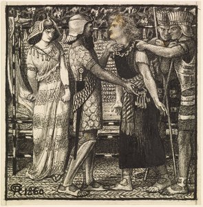José acusado ante Potifar (composición terminada) de Dante Gabriel Charles Rossetti