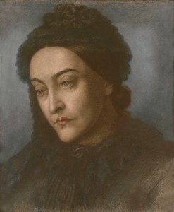 Retrato de Christina Rossetti, cabeza y hombros, girada tres cuartos a la izquierda, 1877 de Dante Gabriel Charles Rossetti