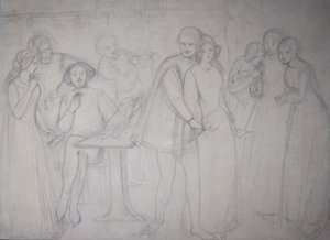 Estudio para Benedick y Beatrice de Dante Gabriel Charles Rossetti