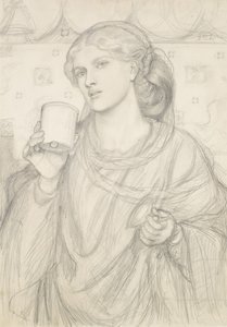 Estudio para "The Loving Cup" (lápiz sobre papel) de Dante Gabriel Charles Rossetti