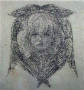 Estudio para la cabeza de un ángel niño en 