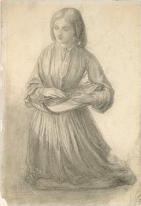 Elizabeth Siddal tocando un instrumento de cuerda, c1852 de Dante Gabriel Rossetti