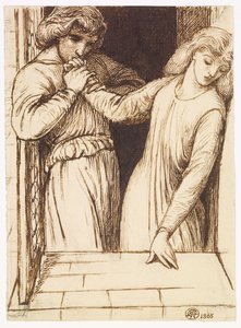 Hamlet y Ofelia - Estudio de composición de Dante Gabriel Rossetti