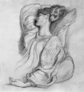 Jane Morris con vestido islandés de Dante Gabriel Charles Rossetti