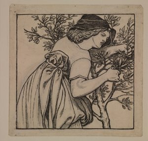 La luna de miel del rey René - Jardinería - Diseño de un panel pintado para el gabinete de Dante Gabriel Rossetti