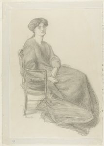 Sra. William Morris sentada en una silla de Dante Gabriel Rossetti