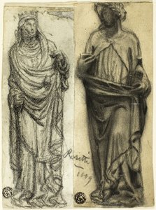 Dos estudios de escultura medieval de Dante Gabriel Rossetti
