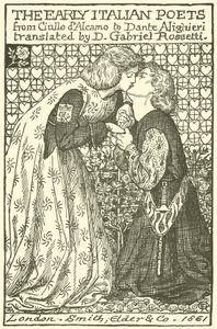 Los primeros poetas italianos, diseño para una portada de Dante Gabriel Charles Rossetti