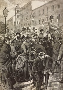 El rey Umberto I y la reina Margarita regresan de su visita a Nápoles, afectada por el cólera, Roma, Italia, grabado a partir de un dibujo de Dante Paolocci, de L