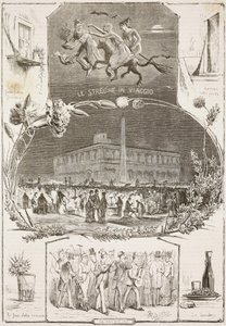 Noche de San Juan, Roma, Italia, grabado a partir de un dibujo de Dante Paolocci de L