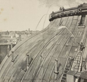 Cúpula de lavado del Palacio Montecitorio, Roma, Italia, grabado según dibujo de Dante Paolocci, de L