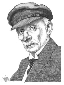 Gustav Meyrink, 2024 (dibujo digital a lápiz de color) de Dariush Radpour