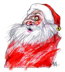 Papá Noel, 2008 (dibujo digital a lápiz de color)