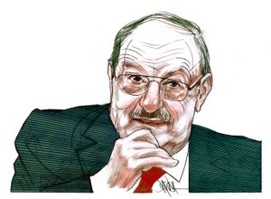 Umberto Eco (dibujo digital a lápiz de color)