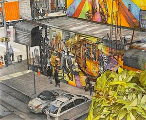 A vista de pájaro, 2022 (lápiz sobre papel) de Darrell Windjack