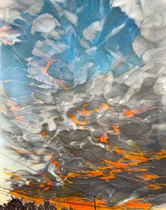 Fuego en el cielo, 2023 (lápiz sobre papel)
