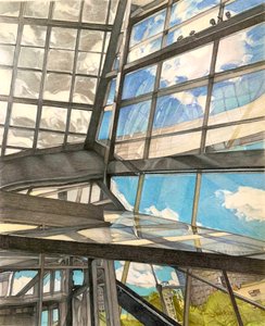 A través del espejo, 2022 (lápiz sobre papel) de Darrell Windjack