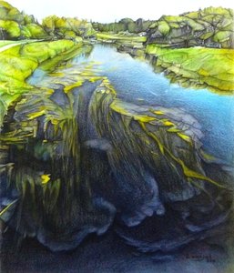 What Lies Beneath, 2018 (lápiz, tinta sobre papel) de Darrell Windjack