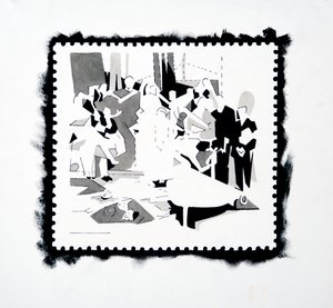 Fiesta del Pan (estudio de sello), 2019 (tinta sobre papel)
