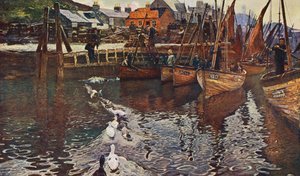Tarbert Harbour, Loch Fyne (litografía en color)