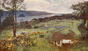 El Clyde, mostrando Dumbarton Rock (litografía en color) de David (after) Murray