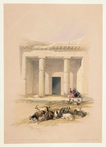 Egipto, entrada a las Cuevas de Beni Hassan, grabado basado en un dibujo de David Roberts de David (after) Roberts