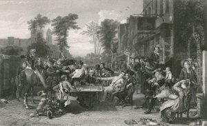 Pensionistas de Chelsea leyendo la gaceta de la Batalla de Waterloo de David (after) Wilkie