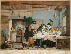 El dedo cortado, grabado por Joly, c.1830-40 de David (after) Wilkie