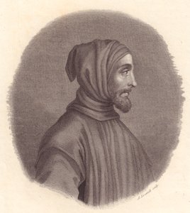 Retrato del pintor italiano Cimabue (circa 1240-1302), grabado en cobre por Locatelli del retrato de Simone Senese