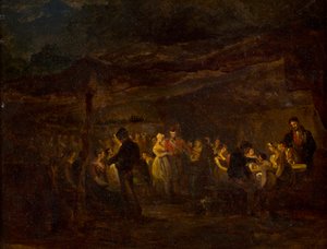 Un banquete vespertino, soldados ante un castillo de David (circle of) Wilkie