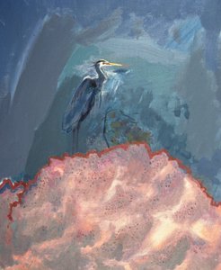 Garza azul (óleo sobre lienzo)