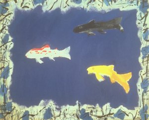 Peces ornamentales (óleo sobre lienzo) de David Alan Redpath Michie
