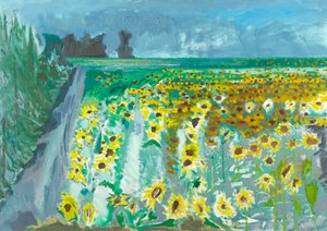 Girasoles y Mistral, 2002 (óleo sobre lienzo) de David Alan Redpath Michie