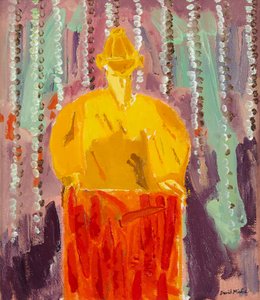 Mujer con zanahorias, c.2003 (óleo sobre lienzo) de David Alan Redpath Michie