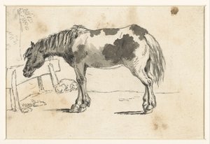 Un caballo de pie y un perro tumbado de David Alphonse de Sandoz Rollin