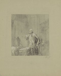 Hombre frente a un espejo en un interior del siglo XVIII Un tipo de los viejos tiempos