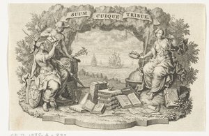 Viñeta con Mercurio, Minerva y Justicia de David Coster
