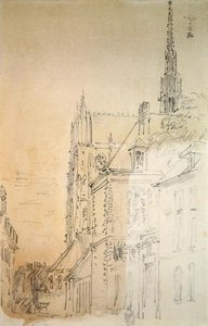 Una catedral en una calle de David Cox