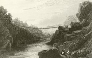 Puente de cuerda de hierba en Teree, Gurwall de David Cox