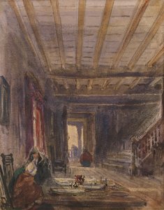 Interior con figuras en una mesa