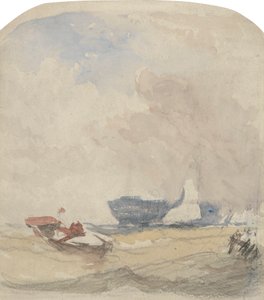 Estudio del mar con Hulk, velero y bote de remos de David Cox