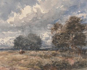Pastorear el rebaño, día de viento de David Cox