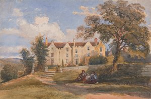 Grupo sentado en el patio de una casa grande de David Cox Jr.