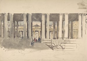 Hospital de Greenwich recto, Estudio de un edificio verso, ca. 1831 de David Cox the elder