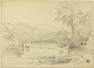 Escena del río de David Cox the elder