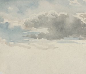 Estudio de nubes recto, Estudio de un arbusto de saúco junto a una cerca verso, 1820-45 de David Cox the elder