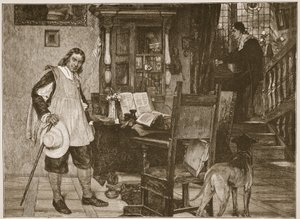 El Sr. Oliver Cromwell visita al Sr. John Milton, ilustración de 