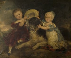 Arthur y Frances Hood, los hijos de Sir Arthur Gregory de Styvechale Hall, y Nelson, 1838