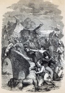 Disturbio electoral en Hawick, 1837, ilustración de 