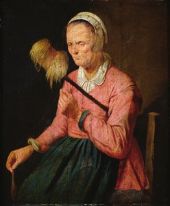 Mujer con rueca